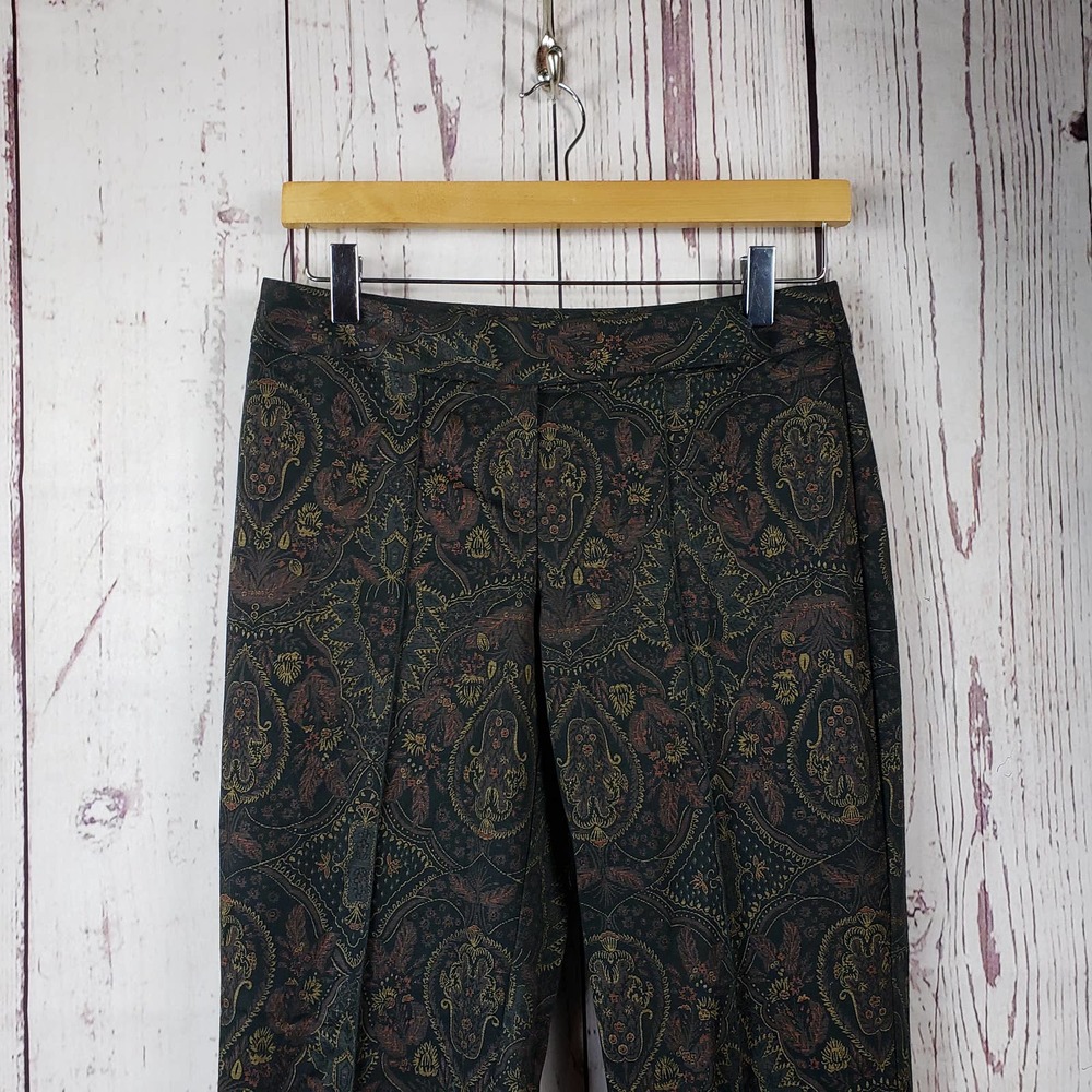 Tracy Evans Limited Pants Womens Size 5 Floral Flat Front Straight Leg Black